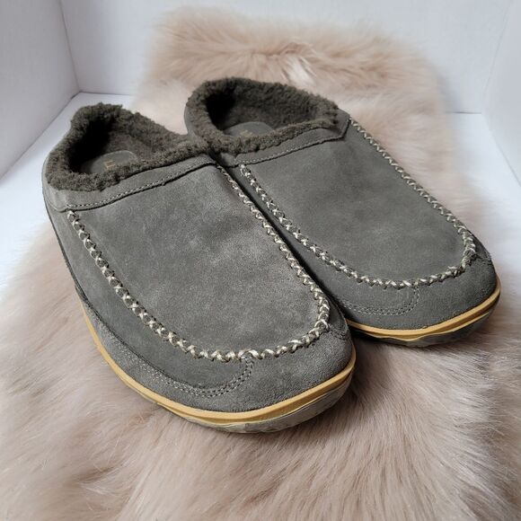 L.L. BEAN  Men's Ash Suede Slide On Open Heel Mountain Slipper Scuffs Size 13 - Picture 1 of 11